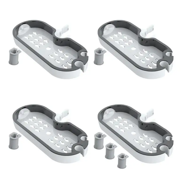 

Fdit ABS Soap Holder Adjustable Shower Rod Slide Bathroom Gadget Soap Pallet Shower Rod Slide Bar Shower Rail Soap Box Storage