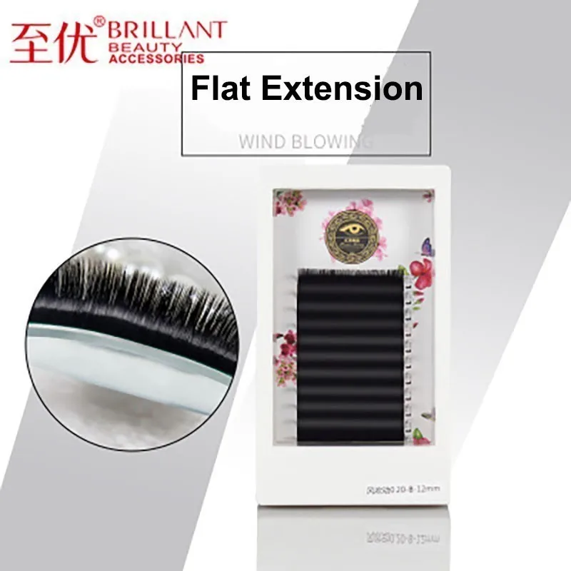 

BRILLANT Flat Ellipse Eyelash Extensions Split Tips Ellipse 0.15/0.20 Shaped Natural False Eyelashes Easy Pick Volume Fan Thick