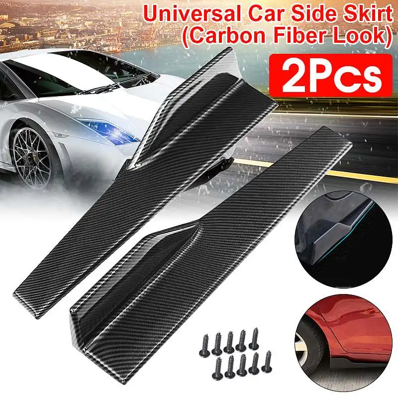 

2pcs 45cm Black/Carbon Look Universal Car Body Side Skirt Rocker Splitters Lip Diffuser Winglet Wings Side Skirt Extension Lip