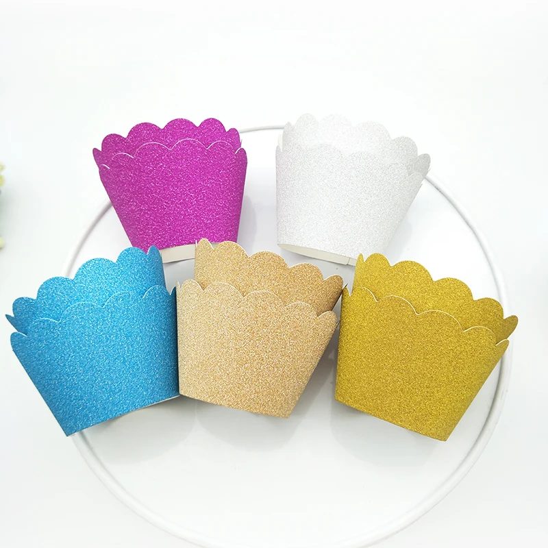 24pcs Glitter Cupcake Wrapper Rose Gold Silver Blue Purple