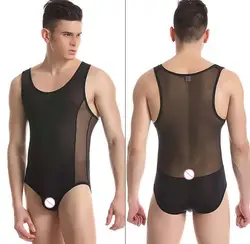 Пикантные Для мужчин Боди мягкая сетка прозрачный цельнокроеная одежда комбинезоны формочек гей Для мужчин нижнее белье для купания
