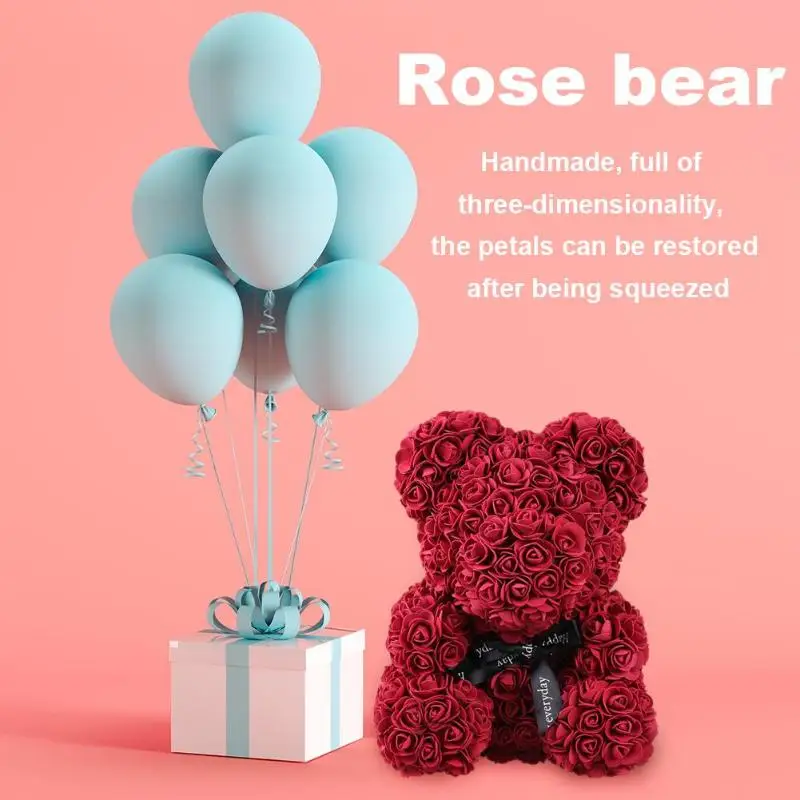 

Rose Bear Toys Women Girls Flower Birthday Party Wedding Romantic Doll Anniversary Valentines Gifts Decoration for Girl Friend