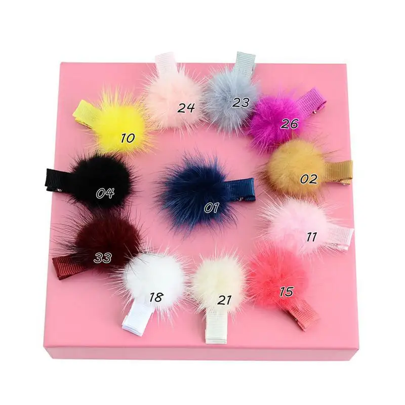 

Girls Hairpins With Small Lovely Soft Fur Pompom Mini Ball Gripper Hairball Pom Hairclips Children Hair Clip Hair Accessories