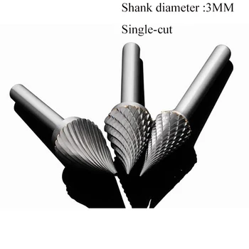 

1pc 3mm Shank Tungsten Steel Burr Cutter Single-cut Grinding Carving Head Rotary Files Router Bit For Metal Polishing M Type