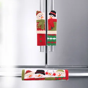

3PCS Christmas Refrigerator Door Handle Covers Microwave Oven Dishwasher Kitchen Appliances Gloves Door Handle Cloth Protector