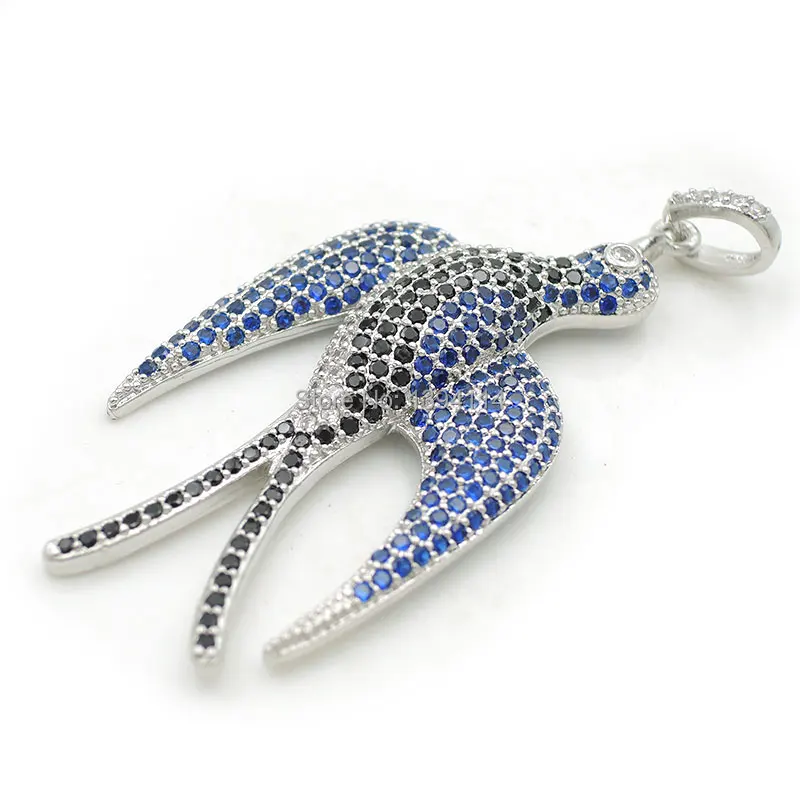 46*22 * мм 5 Micro Pave синий и черный Ясно CZ Ласточка талисманы подходит для мужчин