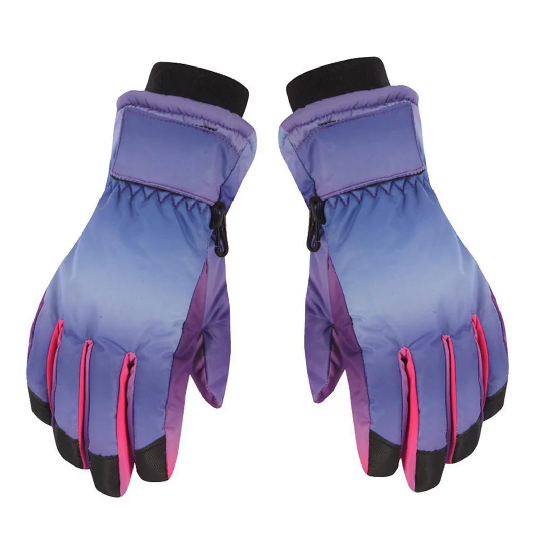 Детские ветрозащитные зимние лыжные перчатки с полными пальцами зимние Утепленные водонепроницаемые перчатки с принтом перчатки для мальчиков и девочек