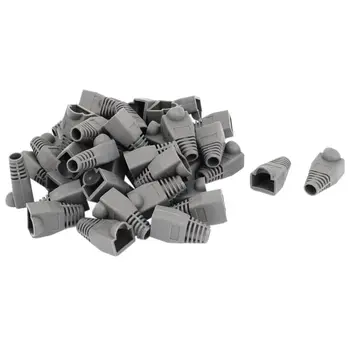 

FFYY-Ethernet Gray Rubber RJ45 Connector Boots Cover Case Protector 50 pieces