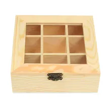CSS деревянный мешочек для чая, органайзер для ювелирных изделий, коробка для хранения, 9 отсеков, коробка для чая, органайзер, деревянный пакет сахара, контейнер