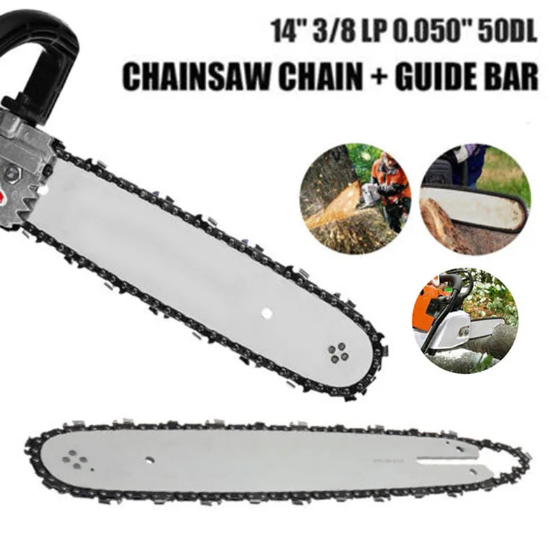 14 Inch Chainsaw White Guide Bar With Saw Chain 3/8 LP 50 Section Saw Chain  For STIHL MS170 MS180 MS250 Power Tool Accessories - AliExpress