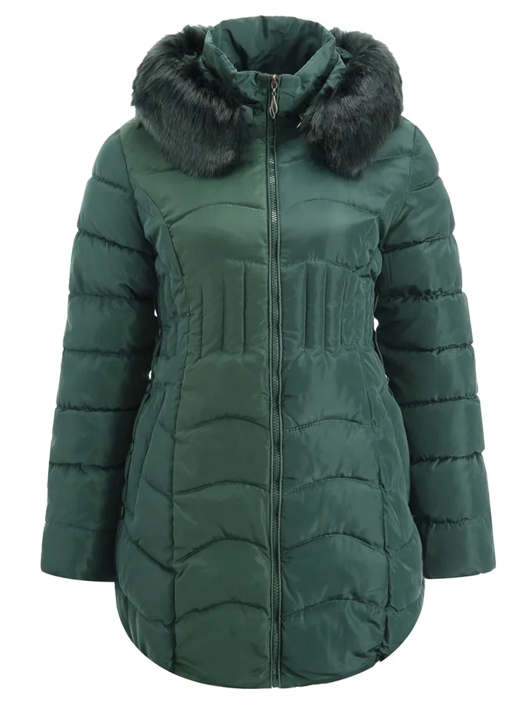 

New Style 2018 Women's Parkas Long-sleeved Hooded Coat Solid Color Plus Size Loose Jacket Slim Warm Cotton Coat Winter