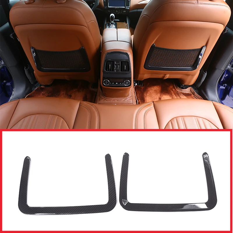 

For Maserati Ghibli For Levante 2016 Car Accessories Carbon Fiber ABS Rear Row Back Seat Net Bag Frame Trim 2 Pcs