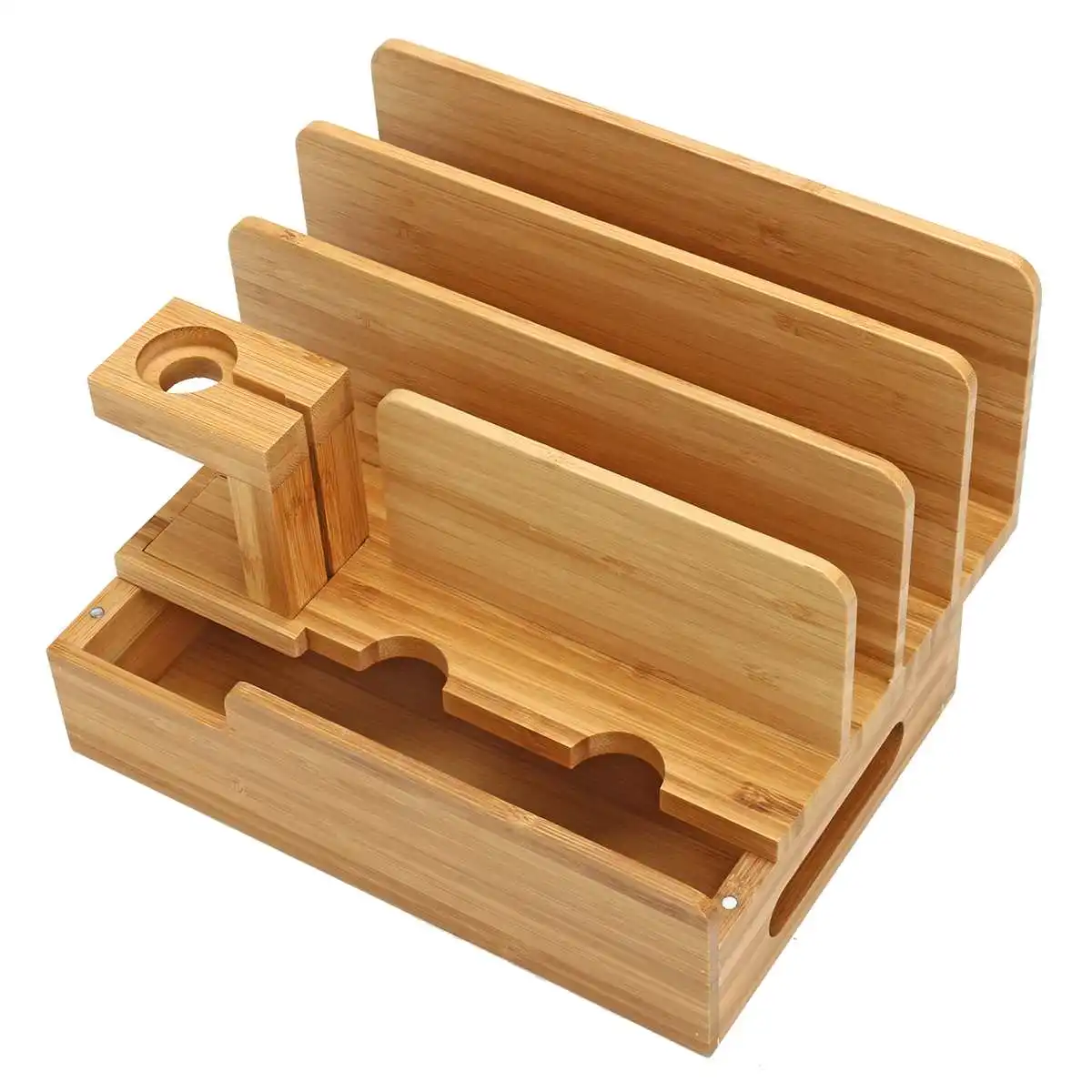  Bamboo Wooden Charging Dock Station Mobile Phone Stand Charger Holder Storage Table For Phone X 8 7