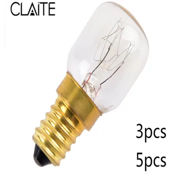 

CLAITE 3pcs 5pcs E14 T20 15W 25W 300 Degree High Temperature Oven Toaster Steam Light Bulb Cooker Lamp AC220-240V