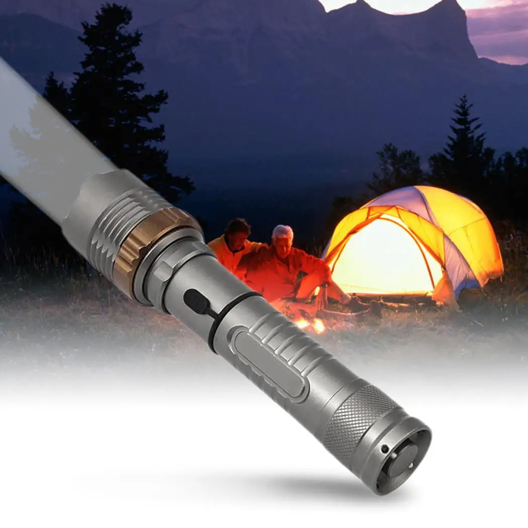 

T6 Rotary Telescopic LED Flashlight Portable Mechanical 3000 lm Grey Zoomable Flashlight