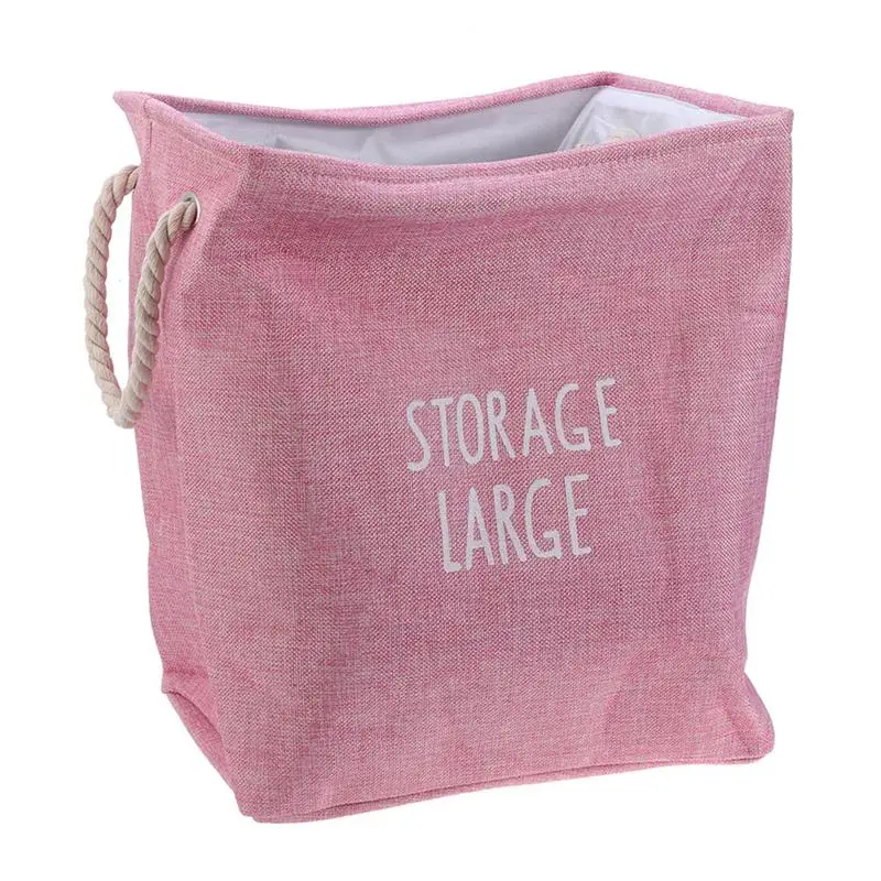 OUNONA سلة الغسيل القابلة للطي تعوق الملابس حقيبة للطي الغبار الغسيل بن التخزين كيس (الوردي)