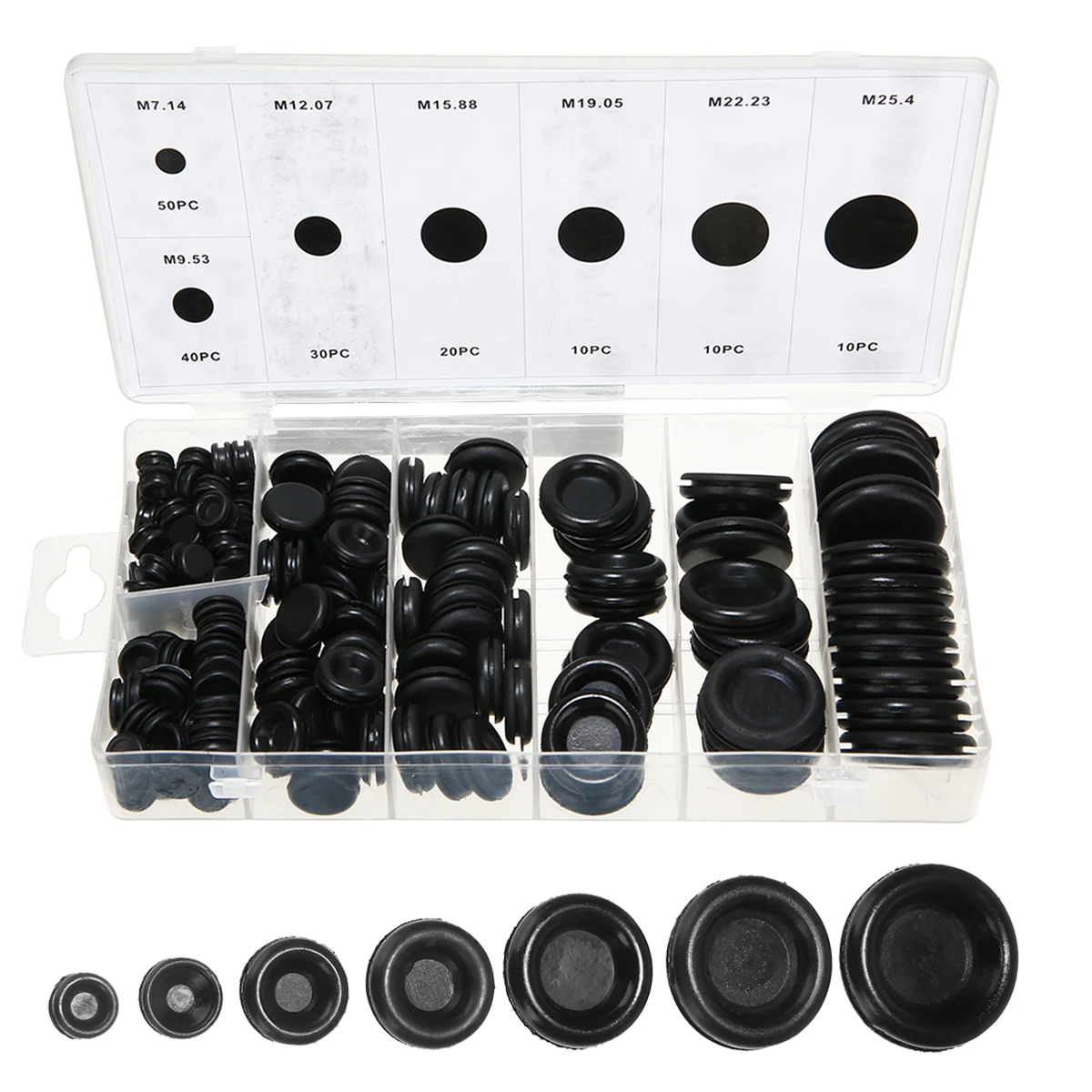 170pcs Black Closed Seal Ring Grommets Car Electrical Wiring Cable