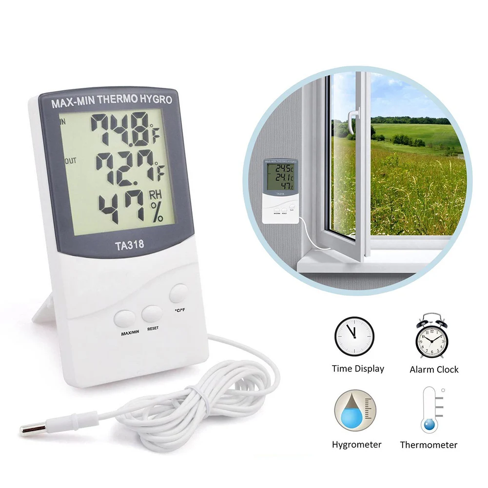 LCD Display Temperature Digital Battery Powered Thermometer Office