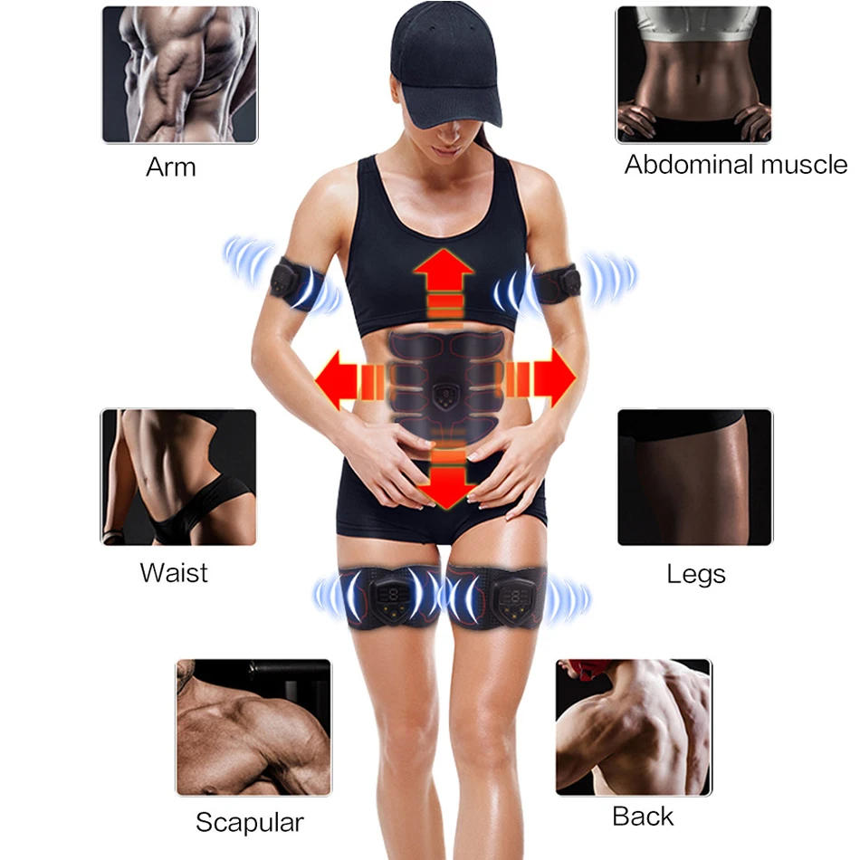 Зарядка Eectronic дисплей EMS тренажер мышечный ABS стимулятор умное фитнес устройство для тренировки брюшного пресса Электрический массажер для тела