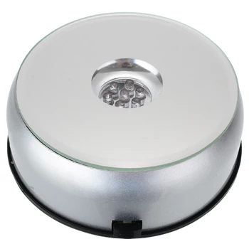 

7 LED Colorful Luminous Base Light Rotating Crystal Display Base Stand Holder with AC Adapter For Glass Transparent Objects
