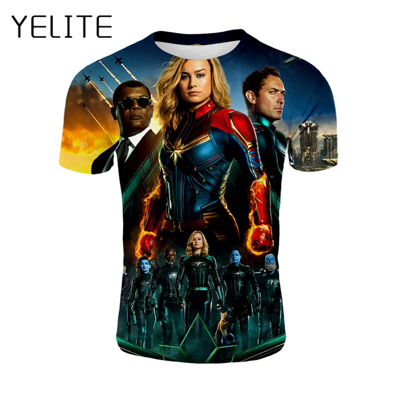 

YELITE 2019 New Men 3d Print Captain T-shirt Men Marvel Movie Cool T-shirt Short Sleeve O-neck Casual Stylish Fashin Clothing