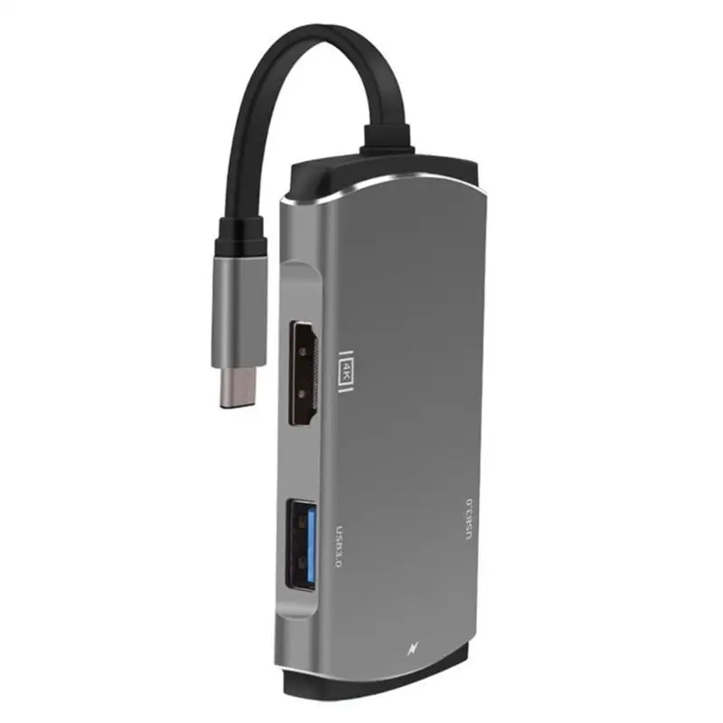 

6 in 1 USB-C HUB Type-C to 2xUSB3.0 4K HDMI PD Type-C SD TF Card Reader Adapter Splitter Cable for Macbook High Quality Adapter