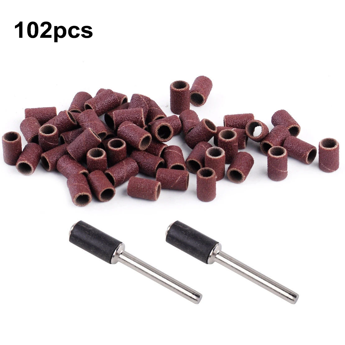 

102 Pcs/Set 1/4 120 Grit Drum Sand Bands Sanding W/ 2 Mandrels For Rotary Tool