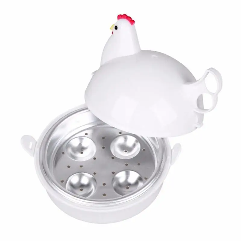 

Stainless Steel Steamer Chicken Shaped Microwave 4 Eggs Boiler Cooker Egg Poachers Cooking Tools