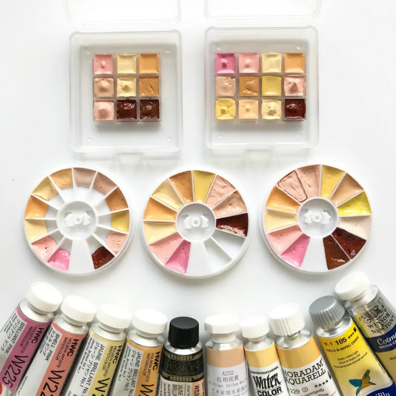 Offerte Pittura ad acquerello di colore figura ritratto colore della pelle carne acquerello test del colore Murray blu HB Xinhan van Gogh di Erogazione piatto