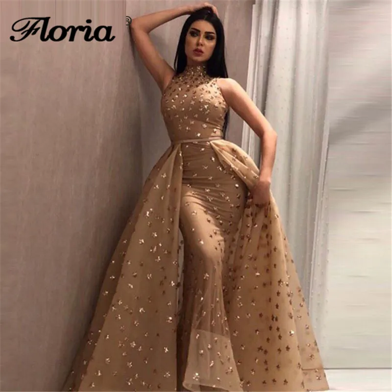 2019 Saudi Dubai Shiny Evening Dress Robe de soiree Turkish Muslim Long Pageant Dresses