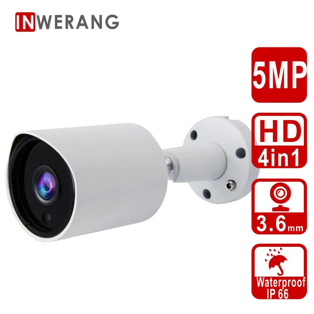 

Inwerang HD 5MP 4in1 Bullet Security Camera,3.6mm Lens Wide Angle Outdoor/Indoor IP66 Waterproof Day/Nigh Vision Security Camera