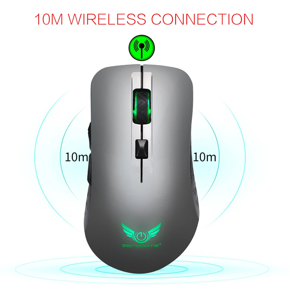 

ZERODATE X90 2.4G DPI Wireless Mouse For PC Laptop USB Optical Mouse Souris Sans Fil Pour PC Portable 6-Button Built-in Battery