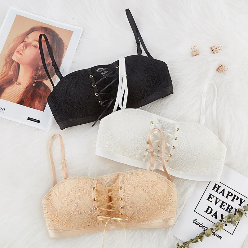 

No Shoulder Strap Underwear Gather Non-Slip on Torme Back Strapless Bra Posted Female Small Chest Strapless Wrapped Chest-Invisi
