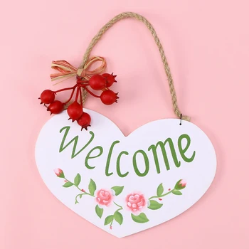 

Creative WELCOME Hanging Sign Decorations Wood Hanging Drop Creative Beautiful Hanging Decor for Home Store Party