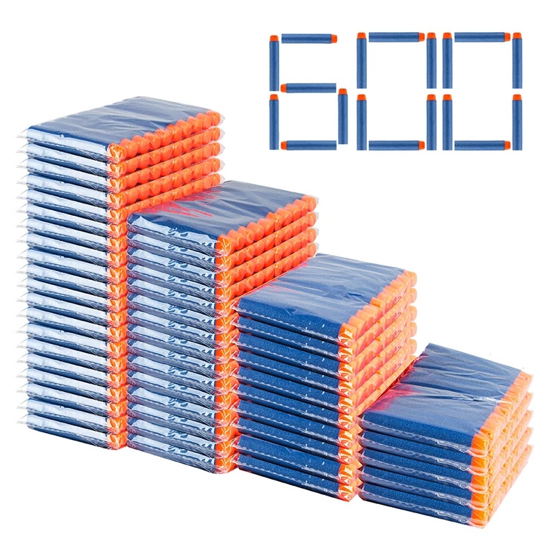 600PCS For Nerf Bullets Soft Hollow Hole Head 7.2cm Refill Darts Toy Gun Bullets for Nerf Series Blasters Xmas Kid Children Gift 2