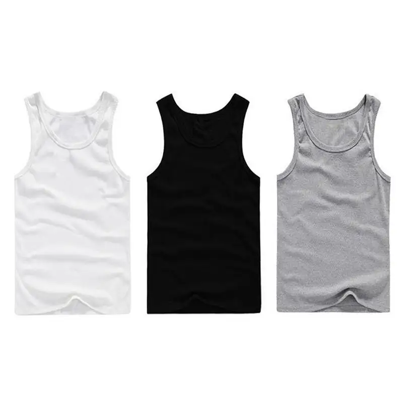 

Clothing Bodybuilding Tank Top Men Fitness Singlet Sleeveless Shirt Solid Cotton Round Collar H-shaped Running Vests