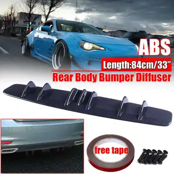 

Universal Car Rear Bumper Lip Diffuser Spoiler Splitter Carbon Fiber Look Shark Fin Style Curved For Benz For Audi For Ford 84cm