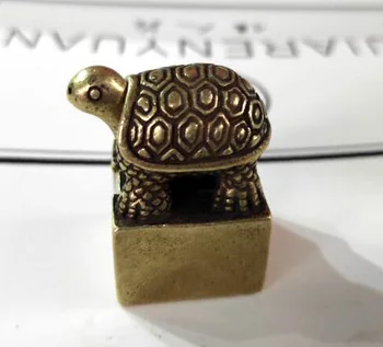 

China's archaize brass tortoise seal small statue