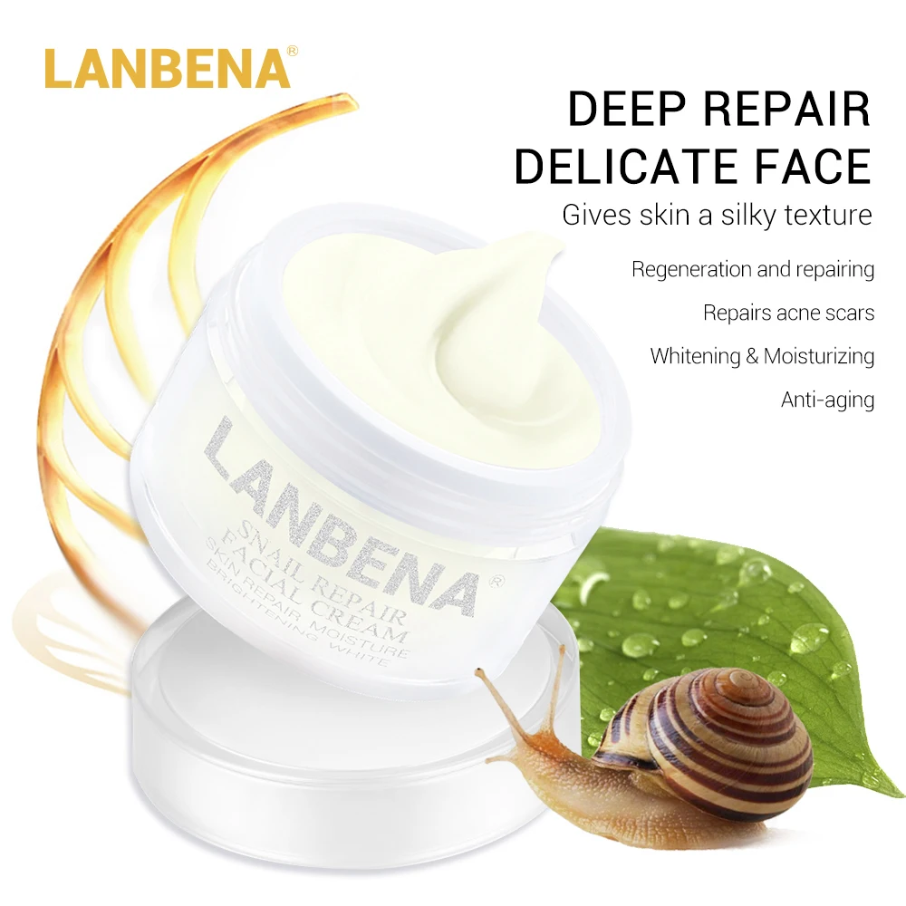 Отбеливающий крем для лица LANBENA Snail Repair дневной против морщин старения лечение