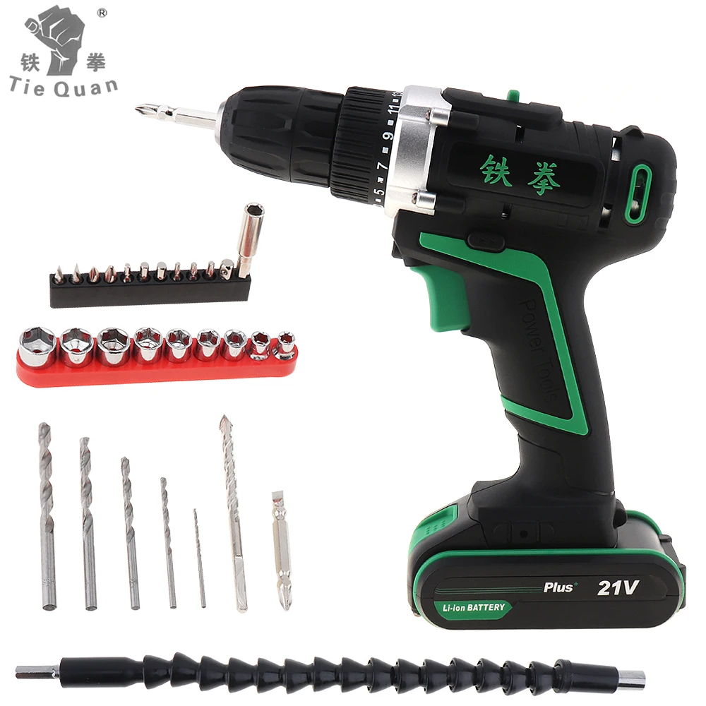 Beste 12 v 16 v 21 v Elektrische Boor Dubbele Snelheid Lithium Accuboormachine Huishoudelijke multifunctionele Elektrische Schroevendraaier Power gereedschap