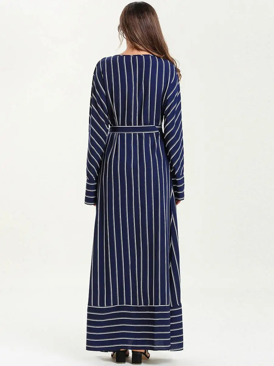 Женское свободное платье макси с длинным рукавом Abaya мусульманское кафтан