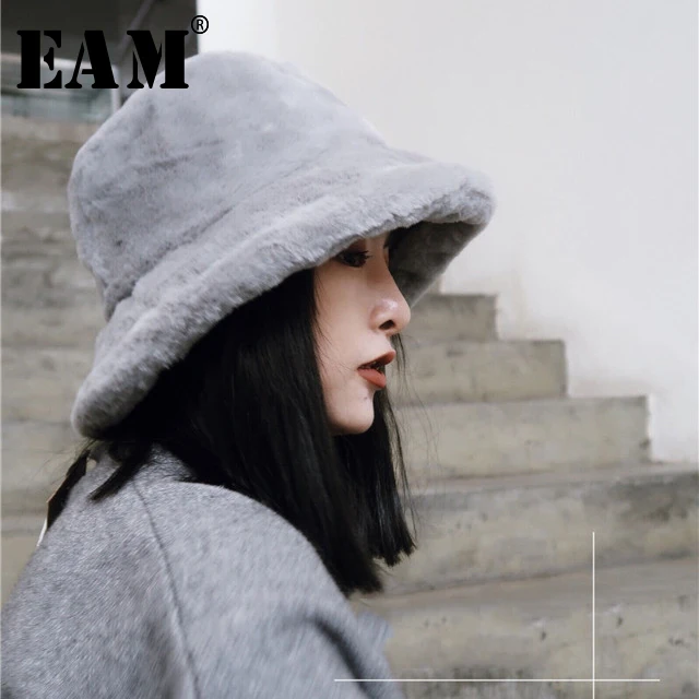 

[EAM] 2019 Spring All-match New Pattern Flat Plush Hat Woman Solid Color Keep Warm Fashion Fisherman Hat 4 Colors YA600