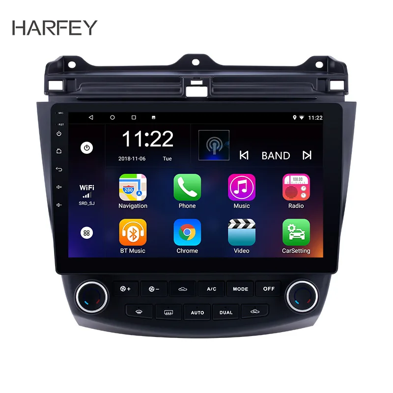 Best Harfey Car Multimedia player Quad Core Android 9.0 10.1 inch 2DIN Wifi GPS Radio For Honda Accord 7 2003-2007 support DVR 0