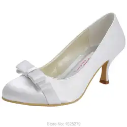 EP11019/Женская обувь, свадебные туфли-лодочки для выпускного вечера, с бантом, с круглым закрытым носком, на среднем каблуке, 2,5 'удобные