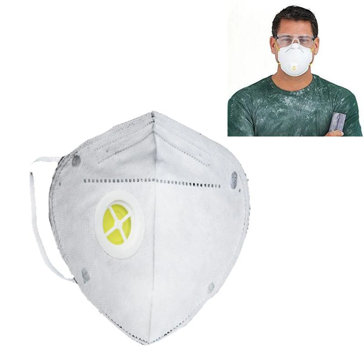 

10 Pcs Valved Safety Anti-Dust PM 2.5 Face Mask Folding Nonwoven Face Mask Activated Carbon Particulate Respirator