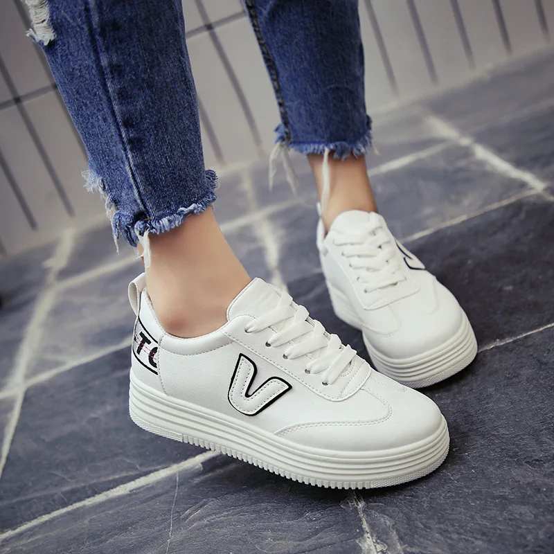 

Faner Small Autumn 2018 New Pattern Student Woman Flange Time White Shoes-ALEX
