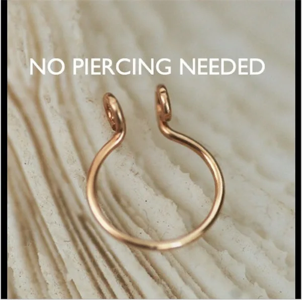 

1PC Fake Septum Gold/Silver Clicker Surgical Steel Nose Ring Non Piercing Clip Exaggeration Originality personality Ornaments