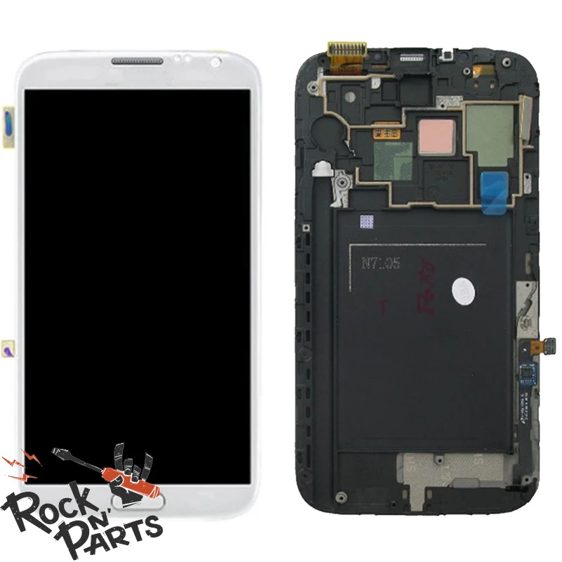 100 Original AMOLED LCD display assembled with touchscreen with frame for Samsung Galaxy Note 2 GT 2