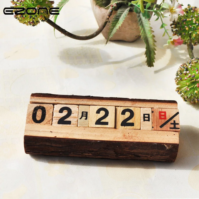 

EZONE DIY Creative Wooden Permanent Calendar Countdown Table Calendar Numbers And Letters Decoration Handmade Desk Calendar
