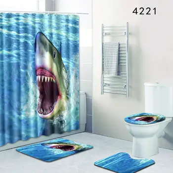 

Adeeing Unique Pattern Printing Bathroom Shower Curtain Mat Rug Cover